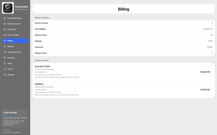 Billing Dashboard Mac