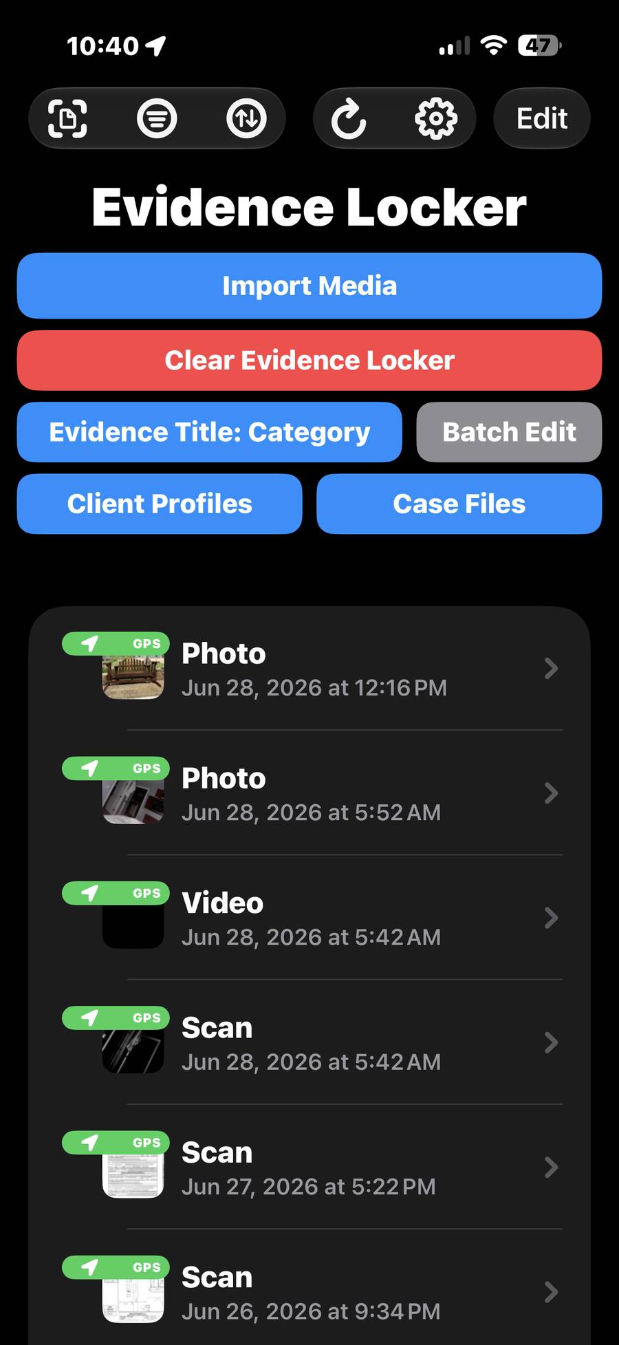 iPhone Evidence Locker