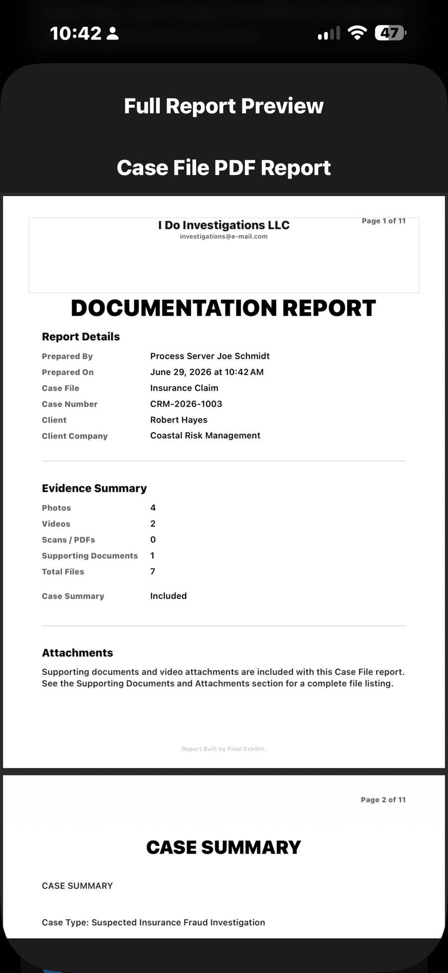 iPhone Report Preview