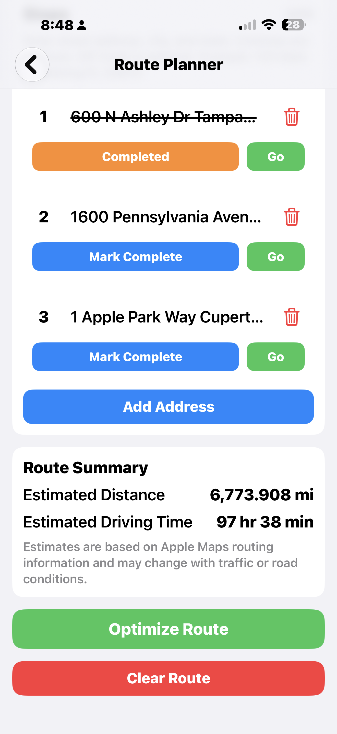 Route Planner Execution