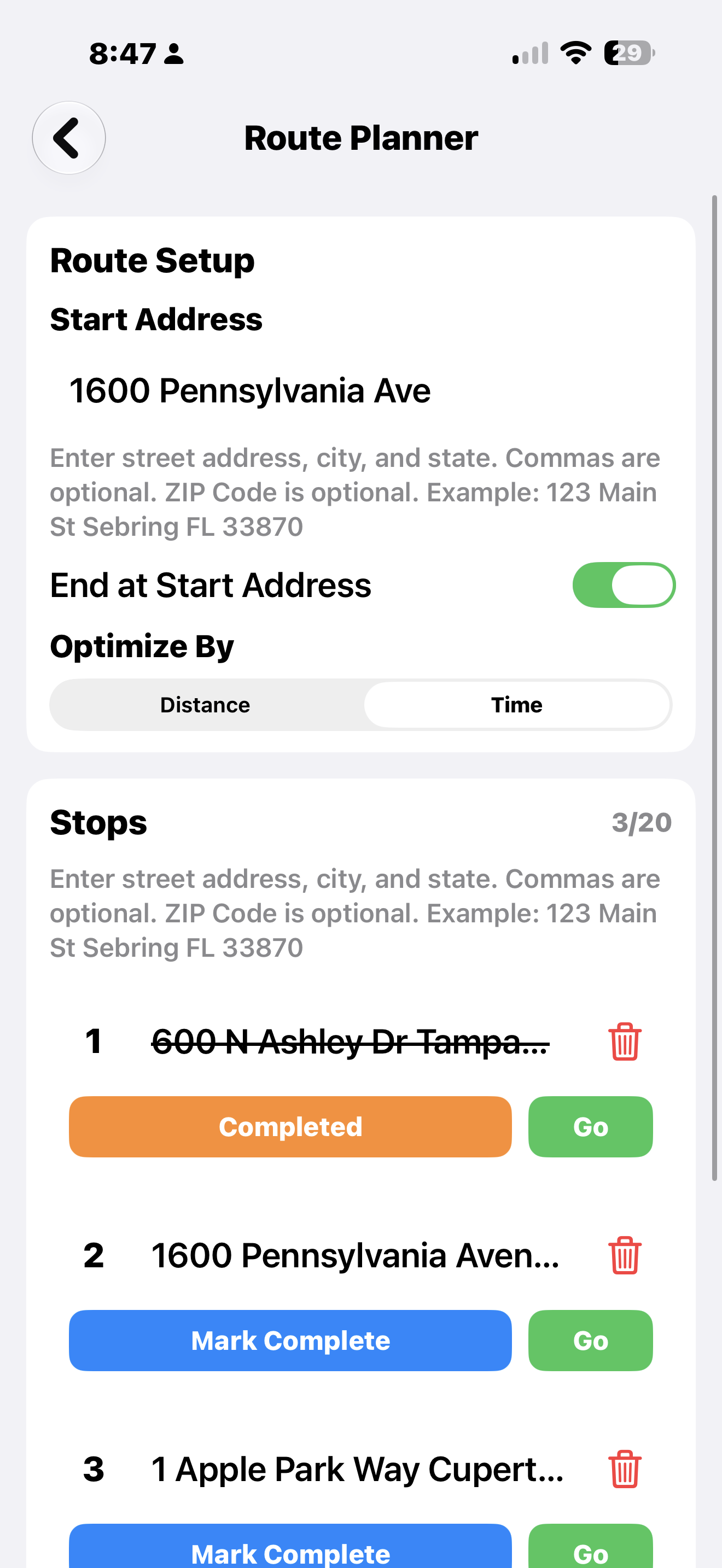 Route Planner Setup