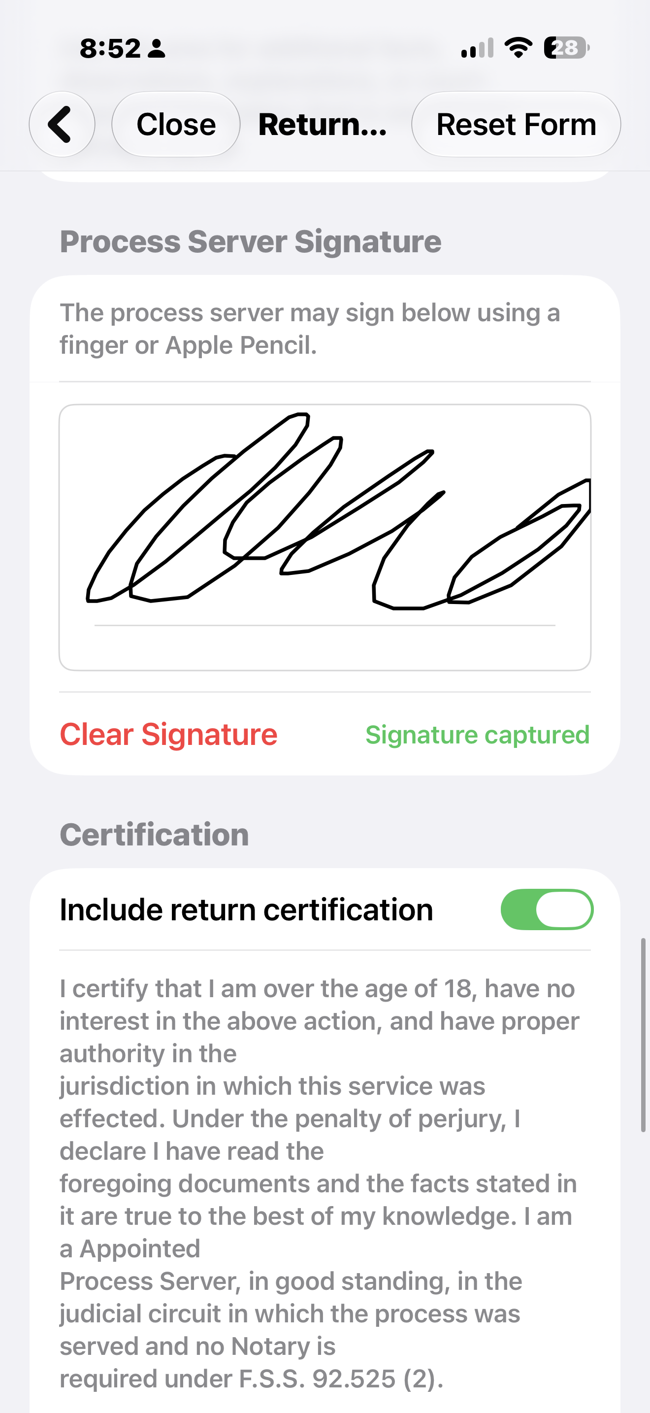 Electronic Signature Capture